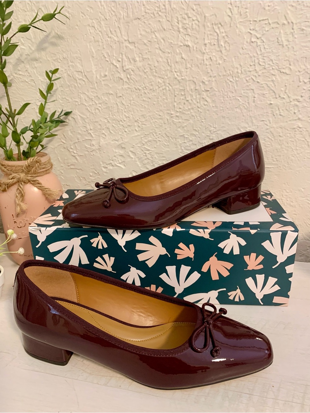 Talbots Rich Burgundy Vanessa Patent Low Block Heel
